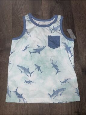 OshKosh B'gosh Tank with Blue Shark Print and Pocket